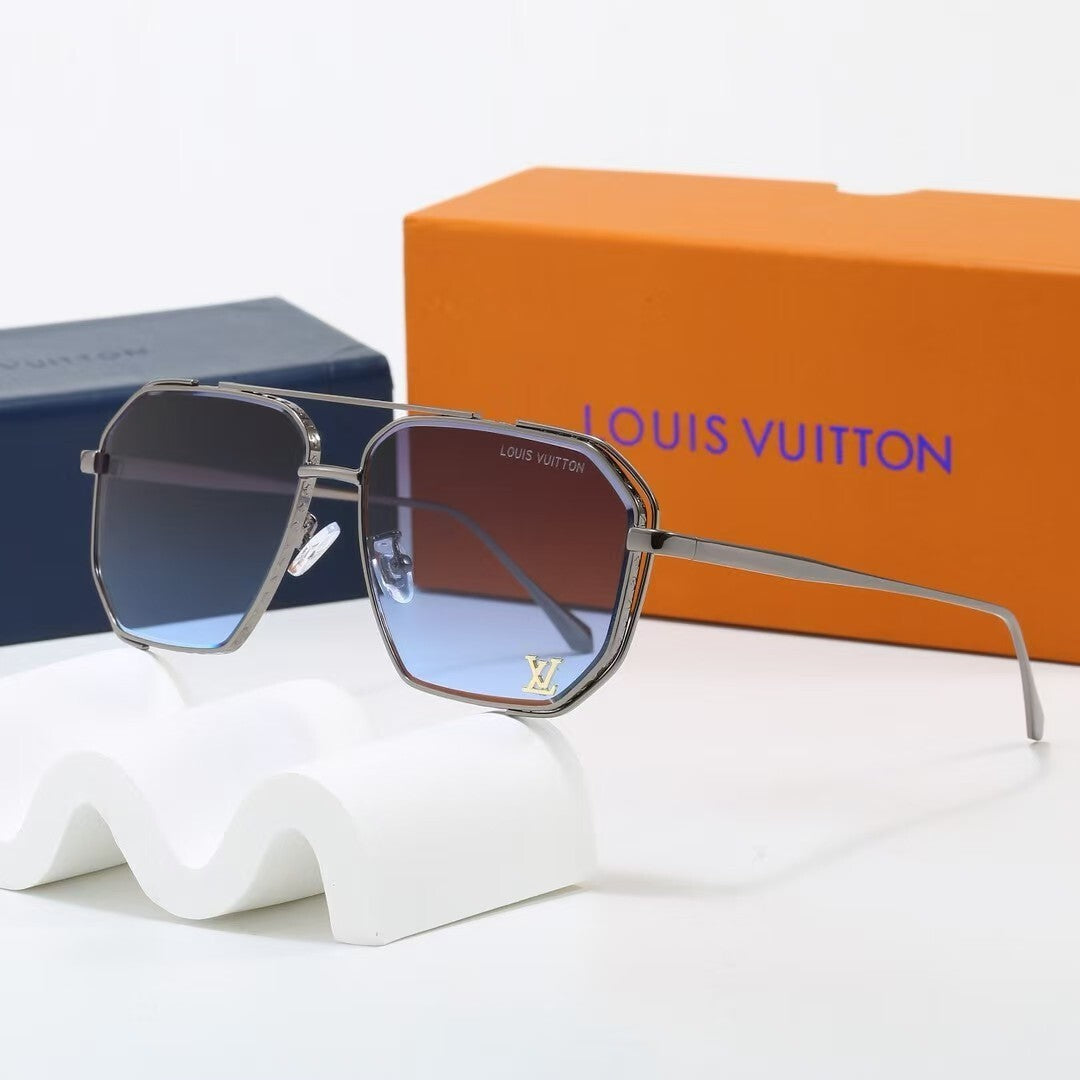 Louis vuitton Metal Double Bridge Polygonal Sunglasses Aviator