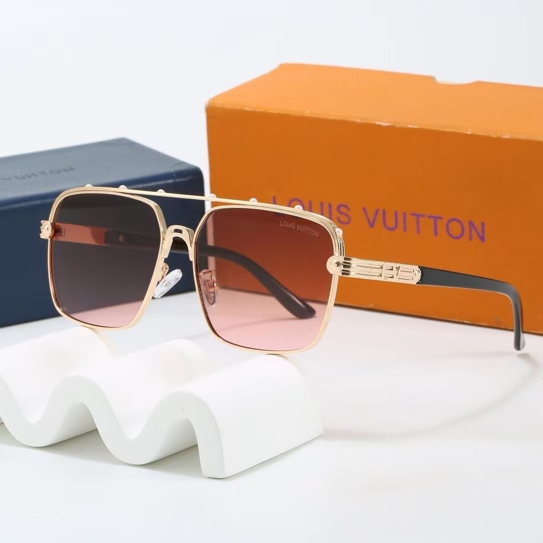 Louis vuitton Riveted Double Bridge Metal Square Sunglasses Square